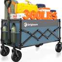 Collapsible Wagon Cart Foldable - Lightweight Portable Heavy Duty Folding Beach Wagons with Wheels - Outdoor Utility Carts for Grocery, Camping, Shopping with Large Capacity - Grey&Blue