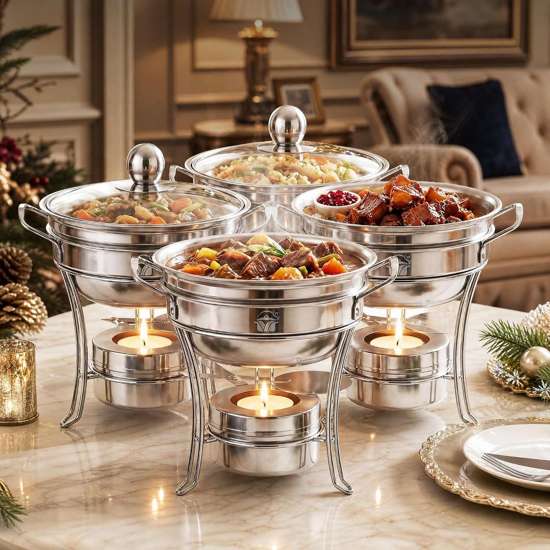 1QT Mini Chafing Dishes for Buffet, 4 Pack Food Warmers for Parties