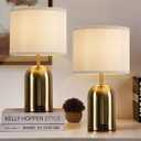 GyroVu Touch Control Table Lamps Set of 2, Bedside Table Lamps for Bedrooms Set of 2 Modern Living Room 3 Way Dimmable Gold Bedside Lamp for End Table with 2 USB Charging Ports, 2 Bulbs Included (2 Pack 18")