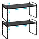 15.5 to 25.5 Inch Expandable Kitchen Cabinet Organizer Shelf, 2 Pack 30 LBS Heavy Duty Adjustable Kitchen Counter Storage Shelves Organizers,Stackable Small Storage Shelf Rack For Cabinet Cupboard