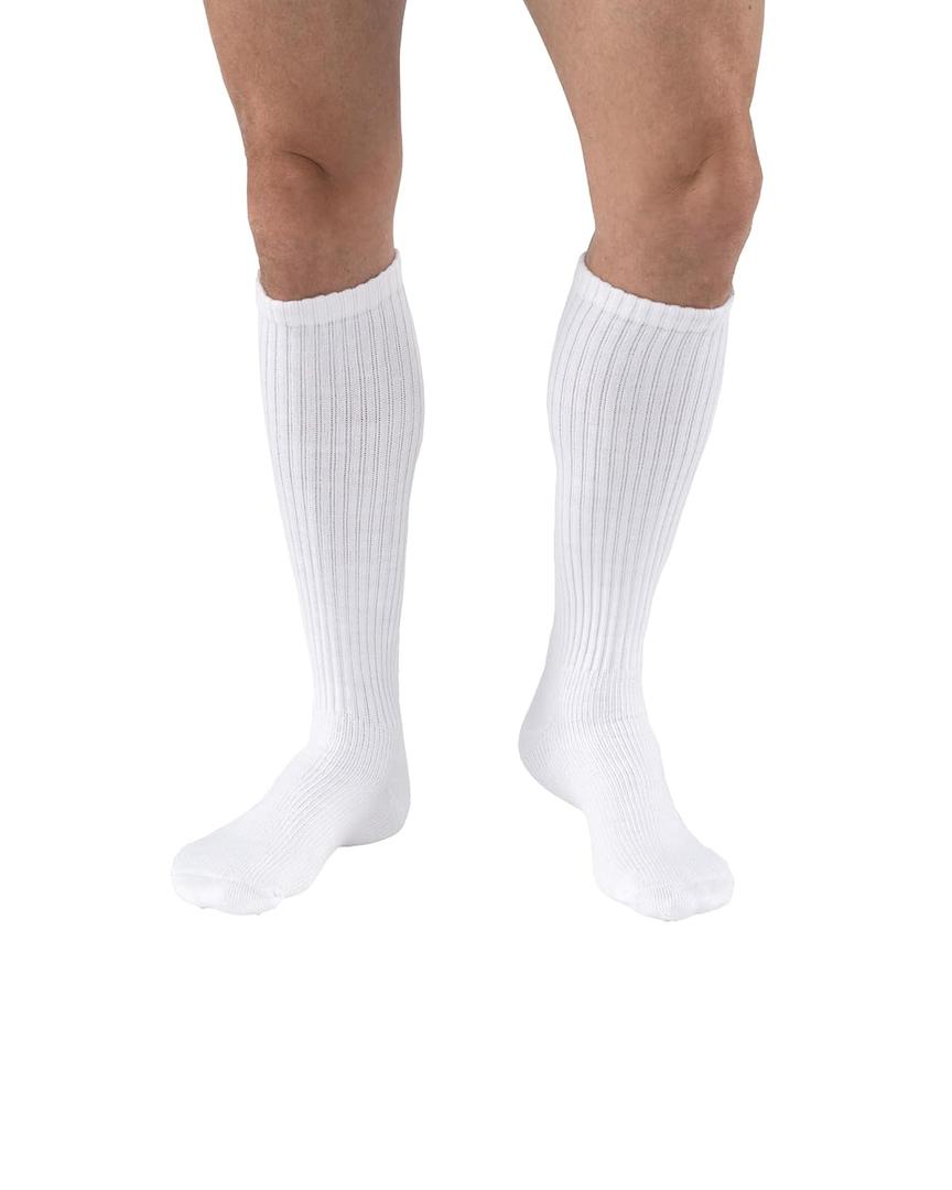 JOBST SensiFoot Diabetic Compression Socks for Men and Women 8-15 mmHg with Seamless Toe and Moisture Management - Extra Padding in Toe, Foot, and Heel Area - Knee High - Closed Toe - White, Small
