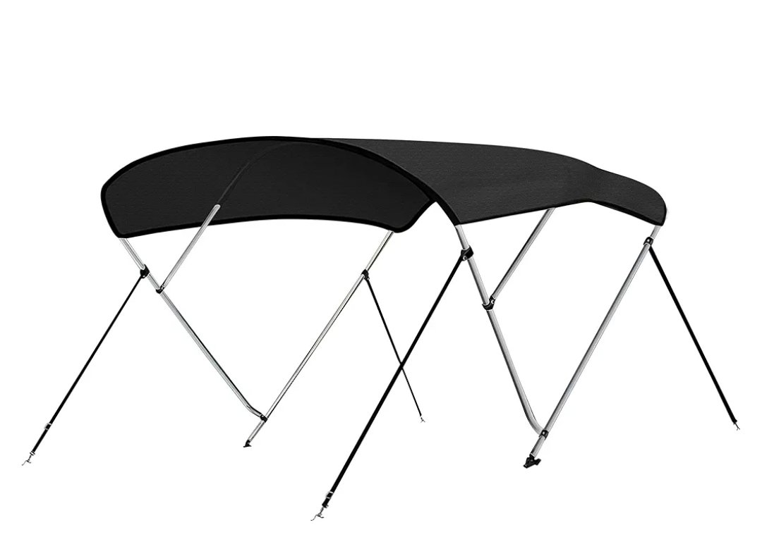 4 Bow Bimini Tops for Boats, Fadeproof, Support Poles, Storage Boot, 900D Marine Canvas, Sun Shade Boat Canopy, Universal Boat Cover for Pontoon, V-Hull, Fishing, Bass Boat 61-66"