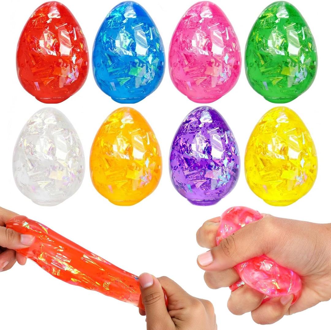 8pcs Easter Egg Stress Balls,Squishy Stress Relief Toys for Easter Basket Stuffers, Easter Egg Fillers,Party Favors