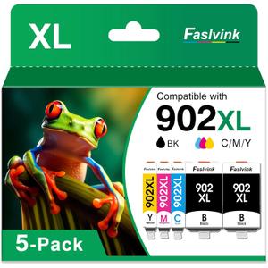Compatible 902XL Ink Cartridges Combo Pack Replacement for HP 902XL 902 XL Ink Work with HP Officejet Pro 6978 6968 6970 6962 6958 6975 Printer (5 Pack (902XL-5 2Black Cyan Yellow Magenta)
