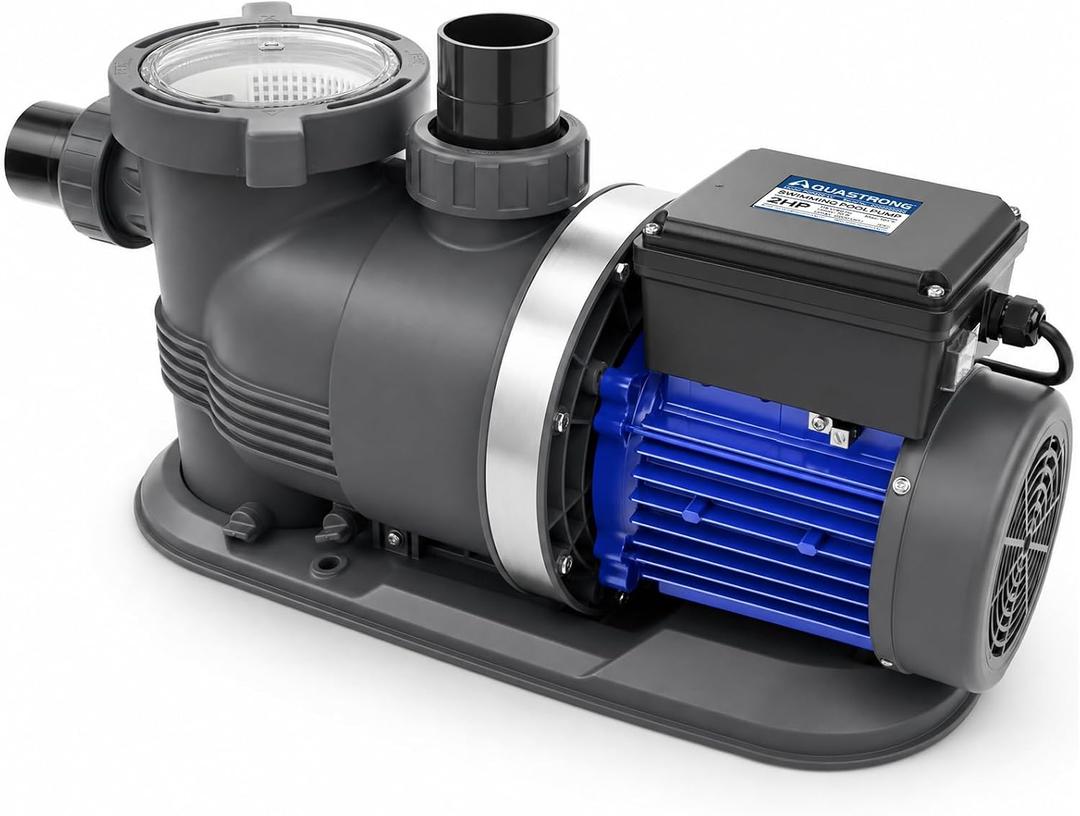 Aquastrong 2HP Above/In Ground Pool Pump High Flow Self Primming Swimming Single Speed Pool Pump, 8200GPH, 115V, Midnight Blue