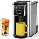 Single Serve Coffee Maker for K-Cup Pod and Grounds, Hot and Iced Coffee Maker with 5 Brew Sizes, 50oz Removable Reservoir, Fast Brewing One Cup Coffee Machine, Stainless Steel, Black