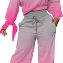 sexycherry Casual 2 Piece Outfits for Women Long Sleeve Sweatsuit Jogging Straight Long Pants Sets with Pockets (Tie Dye/Hot Pink, XL)