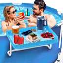 Pool Bar Side Bar, Swim Up Bar, Designed for Above-Ground Round/Rectangle/Oval Pools, Portable Poolside Bar Patio Poolside Table, Blue (1 Pack)