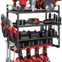 VEVOR Power Tool Organizer Wall Mount, 4-Layer Storage Rack with 4 Drill Holders, Tools Holder and Storage Rack with Screwdriver Holder, Garage Tool Organizer for Garage, Workbench, and Workshop