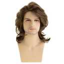 Short Wavy Layered Wigs for Men Synthetic Heat Resistant Fluffy Cosplay Hair Wig,Brown