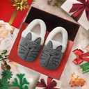 GaraTia Women/Kids Family Cute Cat Warm House Slippers Booties (Gray)