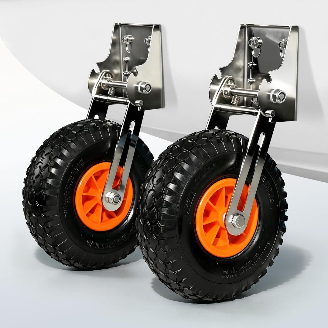 Heavy Duty Boat Launching Wheels, Deluxe Transom Trailer Wheel Kit with Quick Release Pins, Pneumatic Tires for Jon Boat Dinghy Fishing Boat