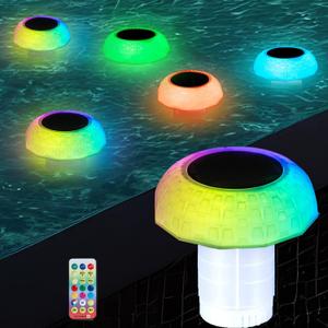 Solar Chlorine Floater Dispenser Fits 1 and 3 Inch Tablets, Adjustable Release Chlorinator, Hot Tub Pool Floating Chlorine Dispenser Holder for Pool Spa, Colorful Lights & Large Capacity