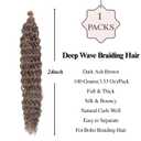 Leticia Dark Ash Brown Boho Braiding Hair Pre Stretched Hypoallergenic Knotless Braiding Hair for Boho Braids Prestretched Ez Braids Yaki Soft