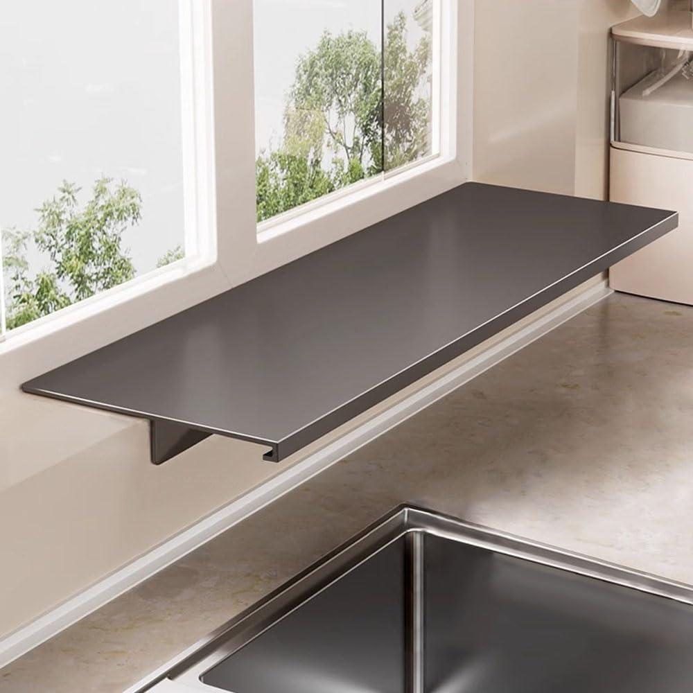 Window Sill Extender Plate, 23.6inch Carbon Steel Storage Shelf, Heavy Duty Countertop Extension Board with Magnetic Base for Kitchen Organization Storage (23.6x9.8in/60x25cm)