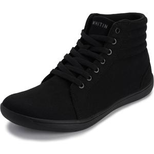 WHITIN Women's Wide High-Top Canvas Barefoot Sneakers | Minimalist Street-Ready Fit | Comfort-Forward Ankle Support, Black, 39