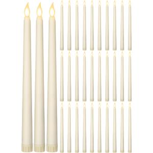 Retisee 30 Pcs 11 Inch Flameless Taper Candles LED Candles Bulk Battery Operated Taper Candle Flickering LED Candlesticks for Valentines Birthday Wedding Party Decor (Classic Style,Ivory)