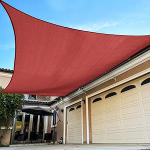 Rectangle Sun Shade Sail Canopy, 8' x 14' Patio Shade Cloth Outdoor Cover - Sunshade Fabric Awning Shelter for Pergola Backyard Garden Carport (Red)
