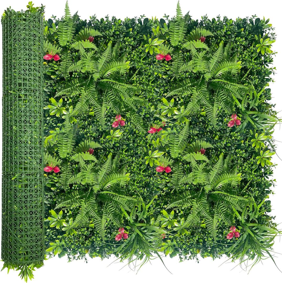 ODTORY Artificial Grass Wall Backdrop Panels Roll: 40X120 in UV-Anti Greenery Boxwood Panels for Indoor Outdoor Green Plant Wall Decor & Ivy Fence Covering Privacy