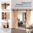 EaseLife 8 FT Double Sliding Barn Door Track and Handle Hardware Kit,Straight Pulley,Slide Smoothly Quietly,Easy Install (8FT Track Kit for 20"~24" Wide Double Door)