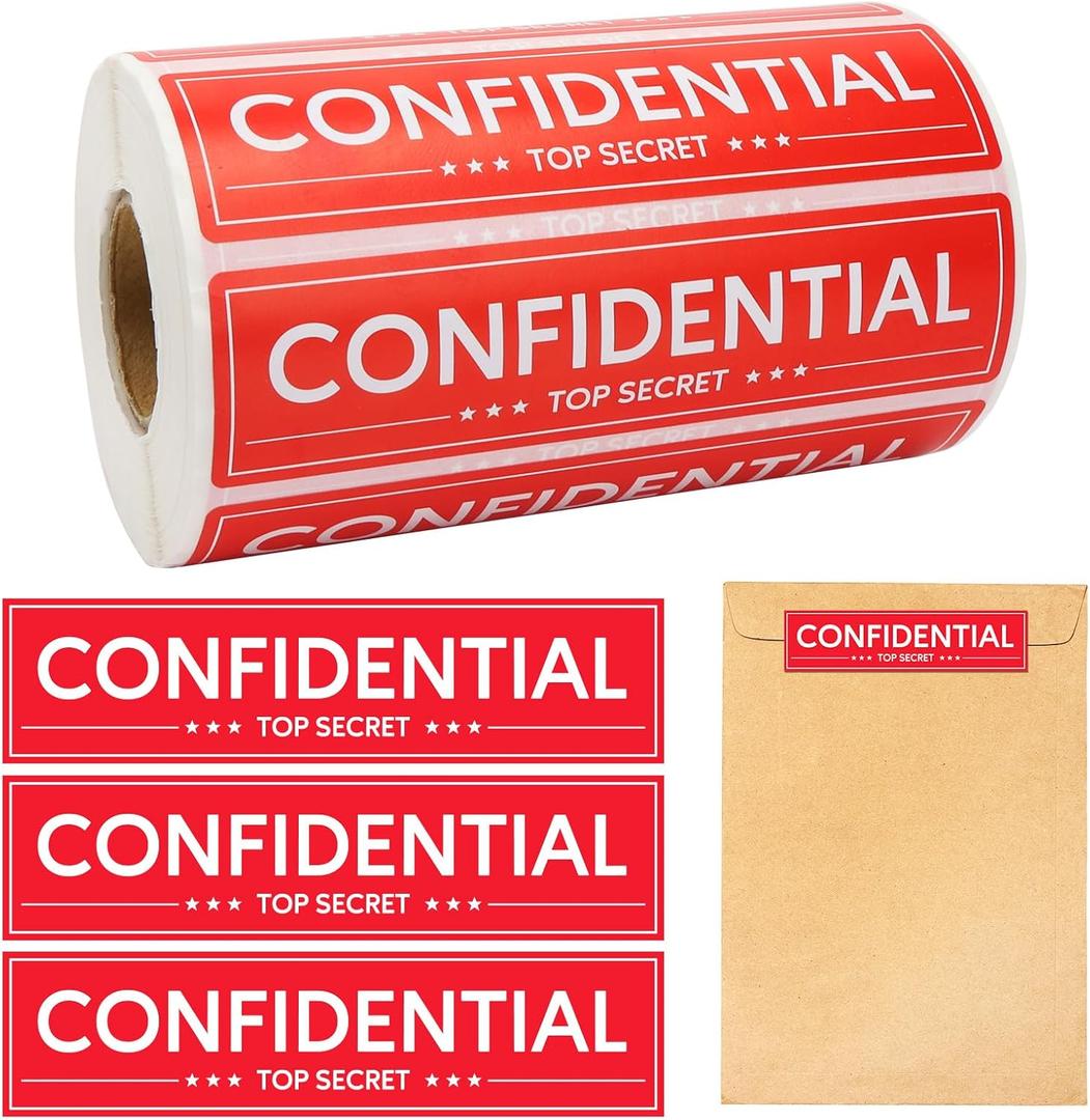 600 PCS Top Secret Confidential Stickers 4 x 1 Inch File Handling Instructions Labels Self-Adhesive Roll up Confidential Stickers for Office Business Envelopes Mailing Red