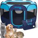 KingCamp Dog Playpen, Portable Foldable Cat Kitten Puppy Tent Crates 29"Pop Up Pet Playpen with Zippered Bottom & Cover for Indoor Outdoor Use (Small, Blue)