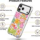 for iPhone 17 Pro Max Case Cute - Military-Grade 20 ft Drop Protection Shockproof Phone Case - Funny Passion Flower Design (6.9") Glitter Clear