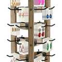 Wood Rotating Earring Display for Vendors, Wooden Jewelry Display for Vendors with 30 Removable Hooks 5 Tier Tabletop Necklace Display Stand Key Chain Display