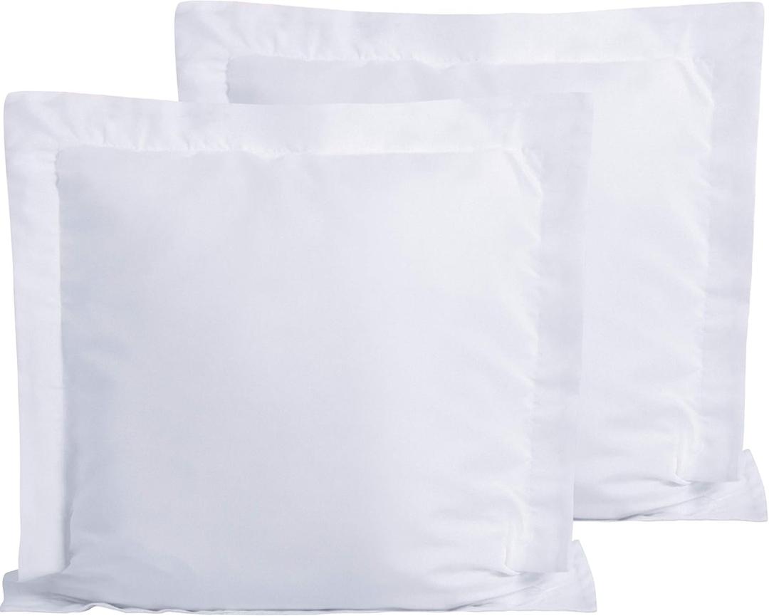 FLXXIE Microfiber European Pillow Shams Set of 2, Fade, Wrinkle and Shrinkage Resistant Soft Pillow Covers with Envelope Closure Euro Sham Covers (White, 26x26 Inches)