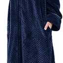 Hellomamma Womens Robes Warm Plush Winter Robe, Zip up Long Fleece Bath Robes Female, Zipper Bathrobes for Women, Size: Large - X-Large