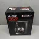 Mueller 12-Cup Drip Coffee Maker - Borosilicate Carafe, Auto-Off, Reusable Filter, Anti-Drip, Keep-Warm Function, Clear Water Level Window Coffee Machine, Kitchen Essentials & Accessories (Black)