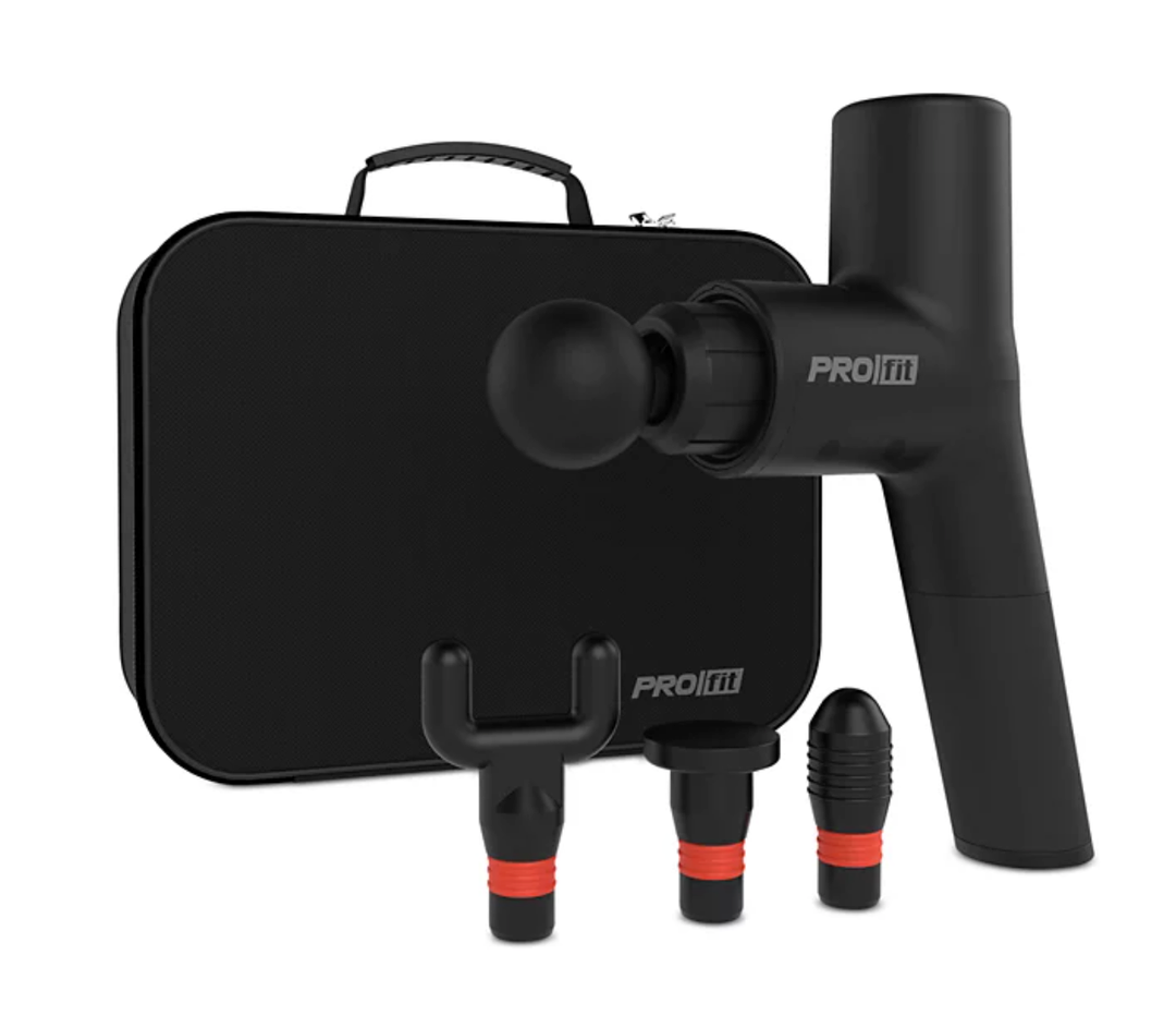 PROfit Percussion Muscle Massage Gun, Rechargeable Deep Tissue Full-Body Massager with Multiple Attachments
