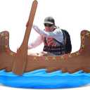 3 Pcs 5ft 3D Traditional Canoe Cardboard Cutout Stand up Set with 2 Oars Beach Nautical-Inspired Events Camping-Themed Canoe Stand up Photo Props for VBS Vacation Bible School Party Supplies
