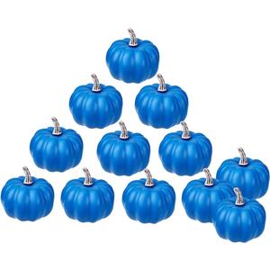 vensovo 3 Inch Small Blue Pumpkins for Decorating - 12PCS Mini Foam Decorative Pumpkins for Fall Decor, Paintable Artificial Pumpkins Perfect for Halloween Decor Thanksgiving Decor