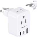 HANYCONY Brazil Power Adapter, Type N Plug Adapter with 2 Outlets 3 USB Ports (2 USB C), Travel Adapter for US to Brazil Brazilian Brasil