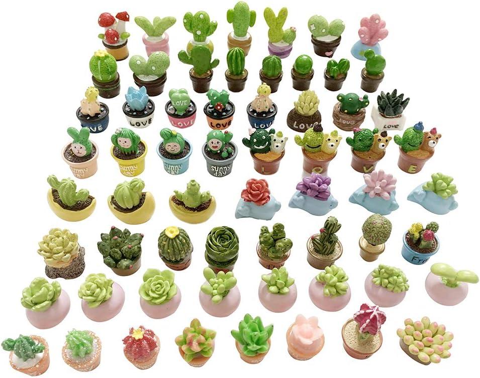 Miniature Potted Plants Resin Decoration 30pcs Random Set for Doll House Pretend Play Toys DIY Mini Home Garden Flowerpot Succulent Planter