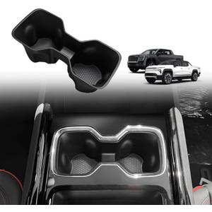 BestEvMod Center Console Cup Holder Insert Compatible with Chevrolet Silverado EV RST & LT 2024-2026/GMC Sierra EV Denali 2026 2025 2024 Accessories Waterproof Non-Slip Easy to Clean Custom Fit