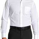 XPIZH Mens Dress Shirts Long Sleeve Collared Stretch Solid Formal Wedding Dating Business Casual Button Down Shirt Pocket, L