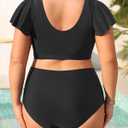 Daci Women Plus Size High Waisted Bikini Set - Two Piece Swimsuits Tummy Control Bathing Suit Ruched Bottom 2025 (Black, XL)