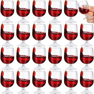 Roshtia 22Pcs Mini Shot Glasses 1.75 oz Small Brandy Snifters Clear Reusable Plastic Cute Cognac Glasses Port Glasses Cup for Tasting Whiskey Brandy Wine Beer Drinking