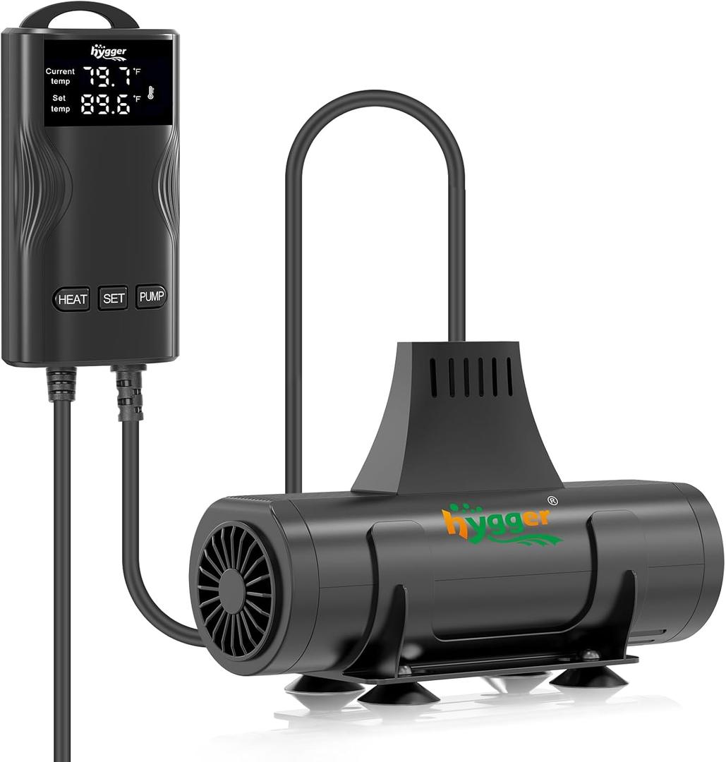 hygger 2-in-1 Aquarium Heater with Water Circulation,Submersible Heating Wave Pump with Digital Display,Auto Temperature Control for Freshwater Saltwater Safety Shut-Off Protection(1000W 130~260Gal)