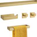 TNOMS Brushed Gold 5-Pieces Bathroom Hardware Set Towel Bar Set,Stainless Steel Bathroom Hardware 23.6 Inch Towel Bar Towel Holder Set Wall-Mounted