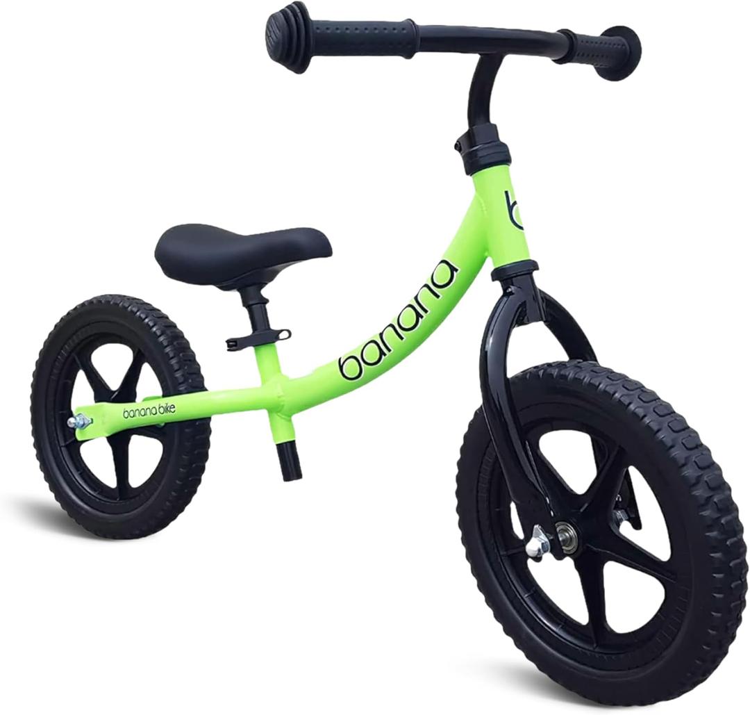Banana Bike LT Balance Bike for Kids - Lightweight No Pedal Toddler Bikes for 2-5 Year Olds - Durable Aluminium Frame, Adjustable Seat and Handlebar, and EVA Tires Green