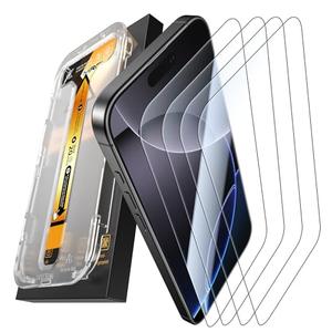 MRGLAS 4-Pack Screen Protector for iPhone 16 Pro [9H+ Military-grade Aerospace Glass][Auto-Alignment Kit][HD Clear] Shatterproof Tempered Glass Film for 16 Pro 6.3" Case-Friendly, Zero-bubble