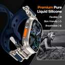 TAURI Silicone Band for Apple Watch Bands SE/Series 9/8/7/6/5/4 44/45mm [Stainless Steel Metal Connector + Liquid Silicone Strap] for iWatch 45mm/44mm Adjustable Band Men Women, Navy Blue