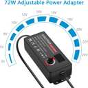 SHNITPWR Universal Power Supply Adjustable 3.5V~24V 3A 72W Variable 3.5V 5V 9V 12V 18V 20V 24V AC/DC Adapter, 100V-240V AC to DC Converter with 16 Tips,4-Way Power Splitter Cable,Polarity Converter