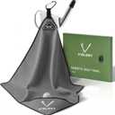 Magnetic Golf Towel for Bag 18" x 18" with Clip Exclusive Cleaning Pocket Microfiber Waffle Ultra Absorbent Club Ball Cleaner, Essential Golf Accessories and Gifts for Men Women(Gray 1 Pack) (Grey)