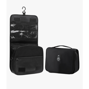 Foldable Hanging Travel Toiletry Bag,Waterproof Portable Travel Bags, Multifunction Travel Makeup Cosmetic Bag Organizer with Hanging Hook (Black)