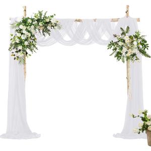 VACVELT Wedding Arch Draping Fabric - White Chiffon, 1 Panel Sheer Drapes - 30 Inch x 20ft Chiffon Backdrop Curtain - Outdoor Sheer Drapery for Ceremony Party Ceiling