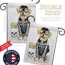 Spooky Skeleton Lab Garden Flag - Fall Halloween Witch Trick or Treat Night Black Cat Season Autumntime Pumpkin - House Decoration Banner Small Yard Gift Double-Sided Made In USA 13 X 18.5